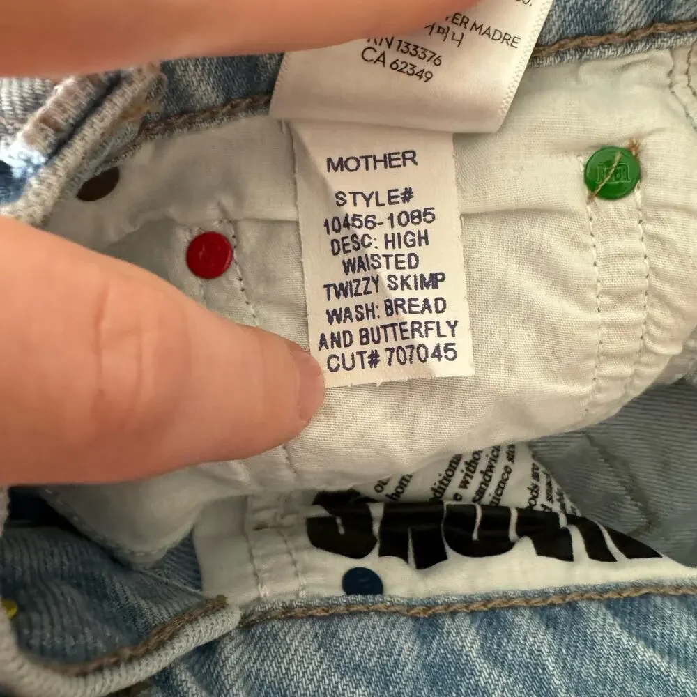 MOTHER SNACKS High Waisted Twizzy Skimp Bread & Butterfly Jeans Size 26 NWT - Picture 11 of 16